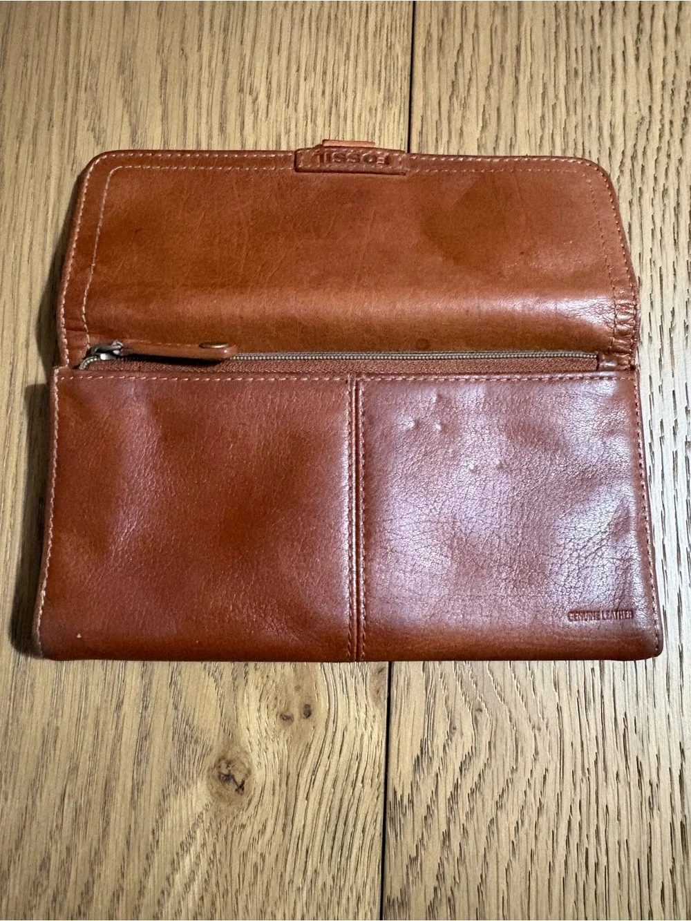 Fossil Rustic Brown Leather Clutch Wallet
